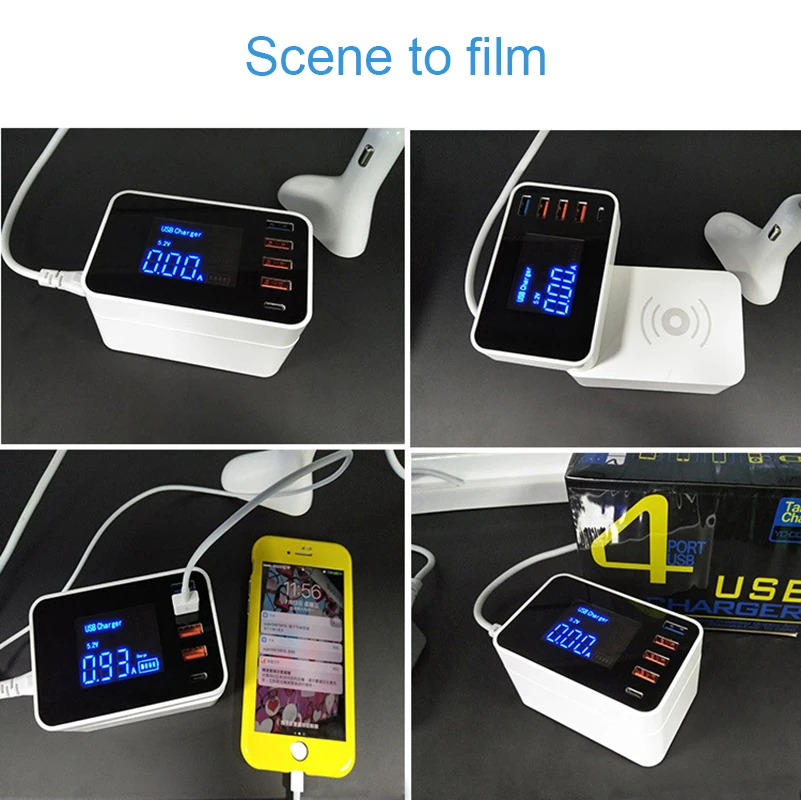 

Wireless Charger Quick Charge 3.0 Smart USB Type C Charger Station Led Display Fast Charging Phone Tablet USB Charger Adapter