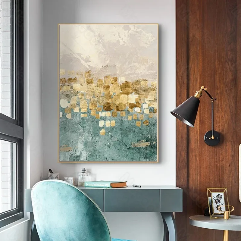 

Still Life Pattern Modern Abstract Oil Painting Gold Leaf Light Luxury Retro Simple Living Room Corridor Decoration Painting