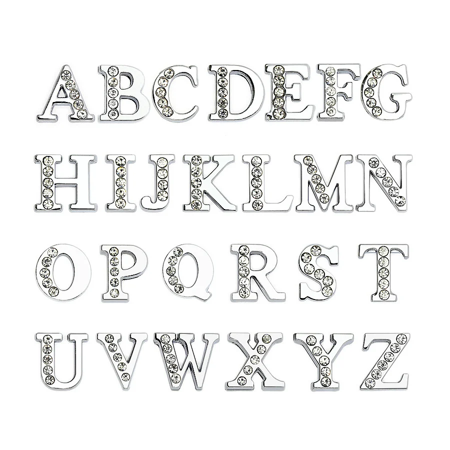 Серебряные подвески буквы выложенные кристаллами алфавита ползунок подходит