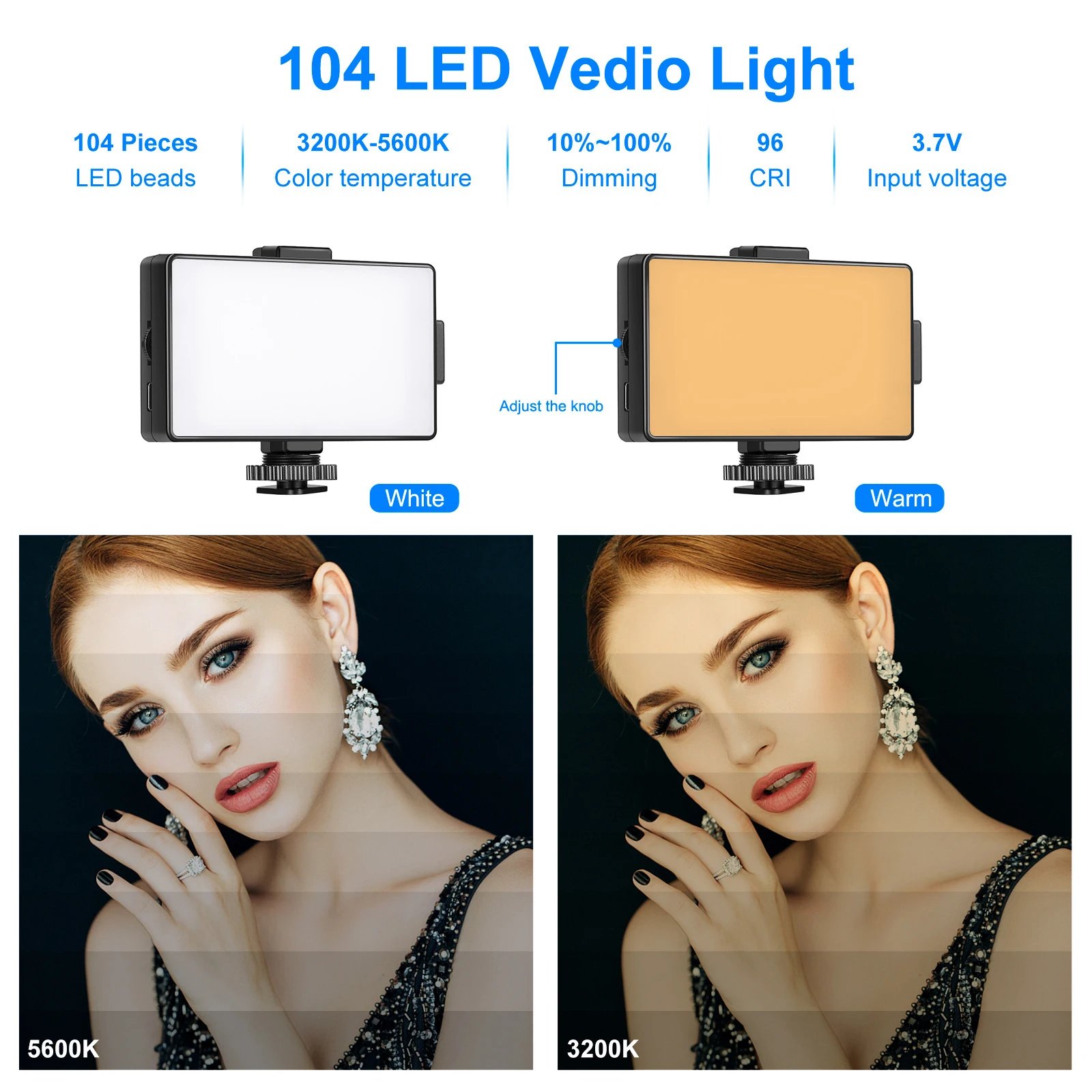 

104LED 3200K / 5600K Dimmable Video Light Rechargeable Photography Lighting Fill Light for DSLR Camera Free Shipping