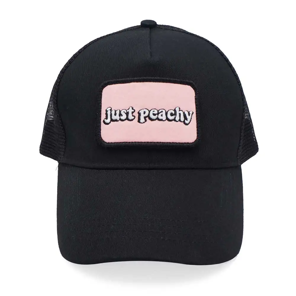 

JUST PEACHY Logo Embroidery Patch Vintage Mesh Solid Foam Trucker Cap