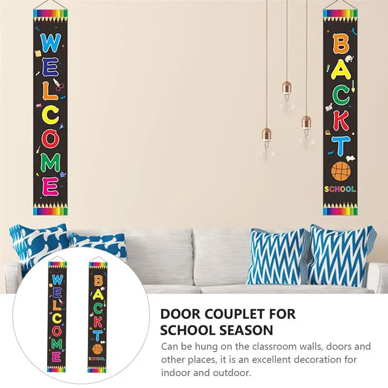

1 Pair Back To School Couplets Welcome Banners Door Hanging Banner Decoration