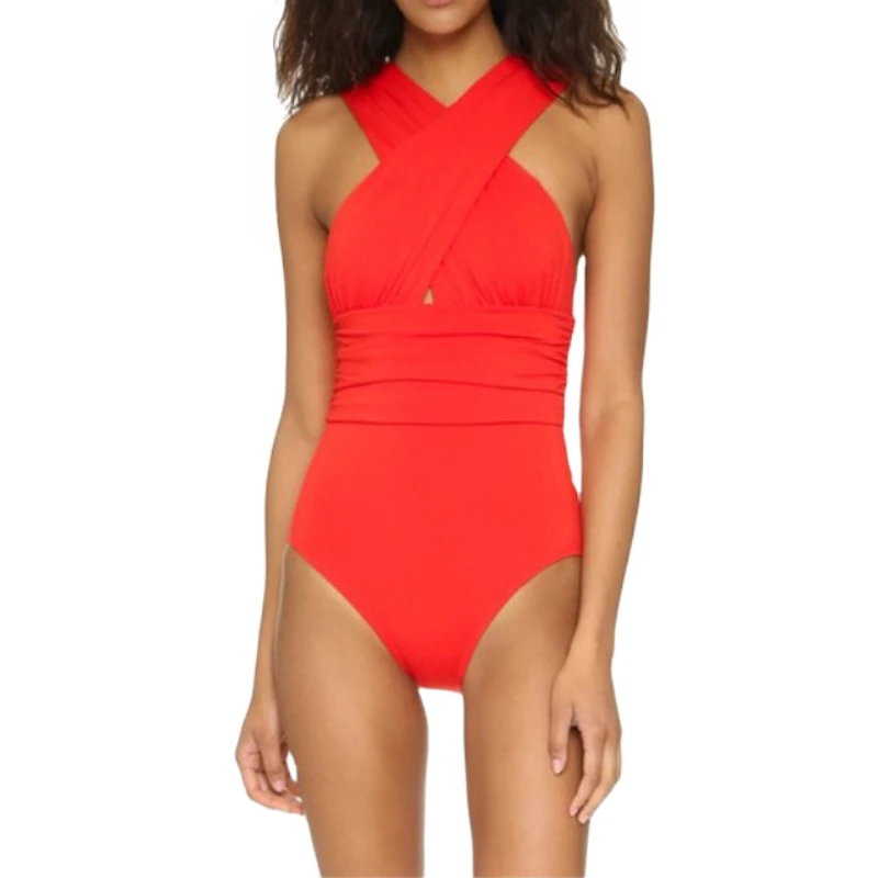 Новый купальник бикини привлекательный слитный с глубоким V образным вырезом и