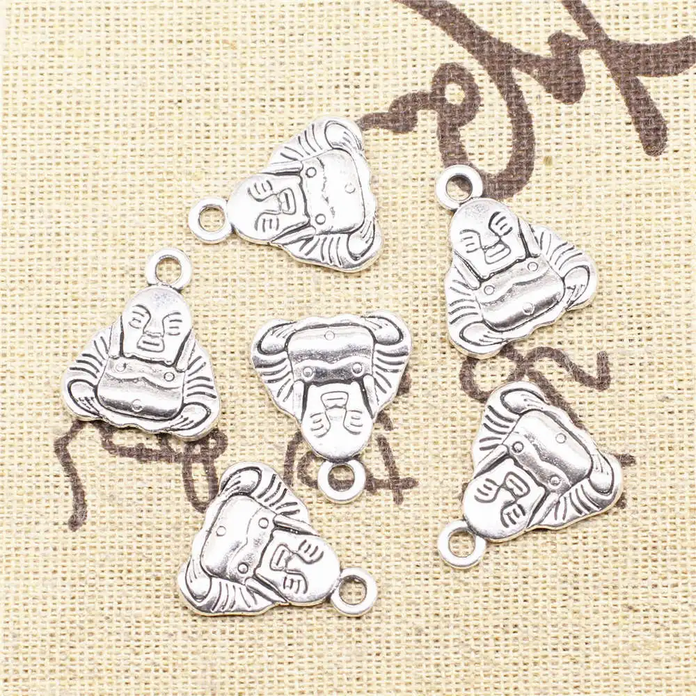 

Buddha Charms Supplies For Jewelry Making Kit Antique Silver Color 10pcs 17x20mm