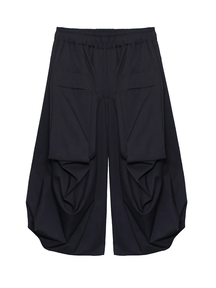 

SuperAen Black Casual Women's 2021 New Summer High Waist Slim Drop Wide Leg Pants Thin Big Pocket