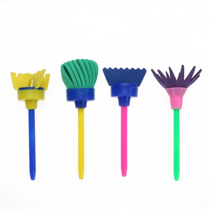 

Sponge Paint Brushes Toys Wooden Handle Seal Sponge Brushes Kids Children Drawing Painting Graffiti Brush School Supply Yellow