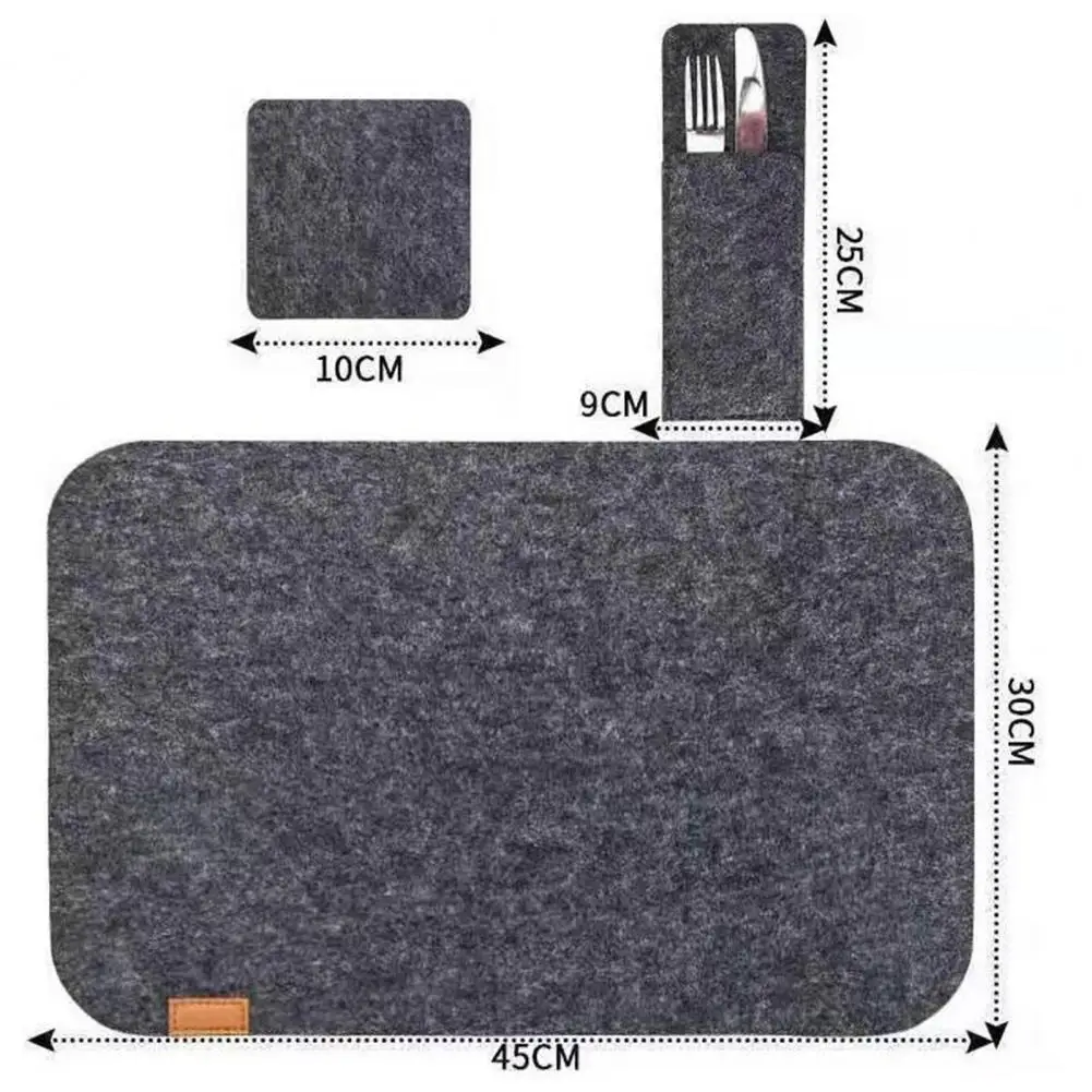 

12Pcs Rectangle Felt Placemat Heat-insulated Cup Coaster Kitchen Table Mats Set