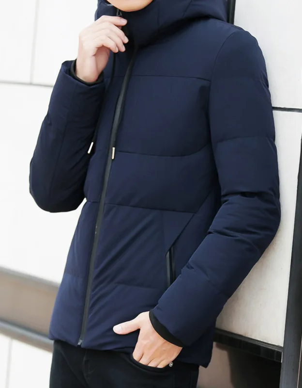 DARK BLUE Военная Новинка, мужская куртка, пальто, толстые теплые зимние куртки, повседневная мужская парка с капюшоном, верхняя одежда, хлопковая стеганая куртка - Цвет: DARK BLUE