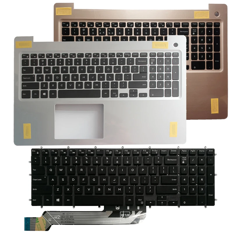 

New US laptop backlight keyboard for DELL INSPIRON 15-5000 5570 5575 Silver palmrest 0YKN1Y YKN1Y 0M1FJK/gold 0G7KCC