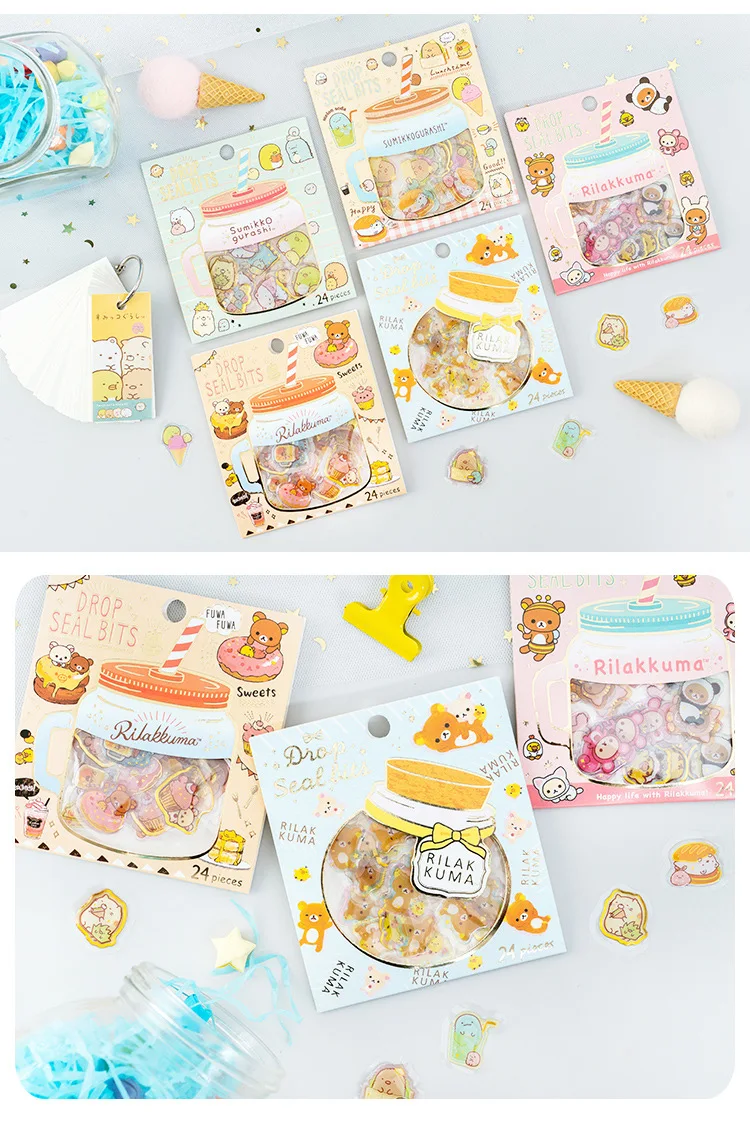 30 упак./лот Rilakkuma флакон-капельница прозрачная журнал декоративные наклейки Скрапбукинг ярлыком канцелярские наклейки для дневника, альбома