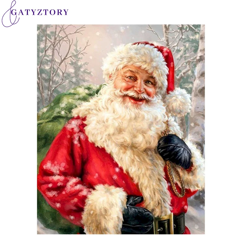 

GATYZTORY раскраска маслом по номерам Сделай Сам 60x7 5 см Рождественский подарок Раскраска по номерам на холсте Безрамная фигурка ручная роспись ...