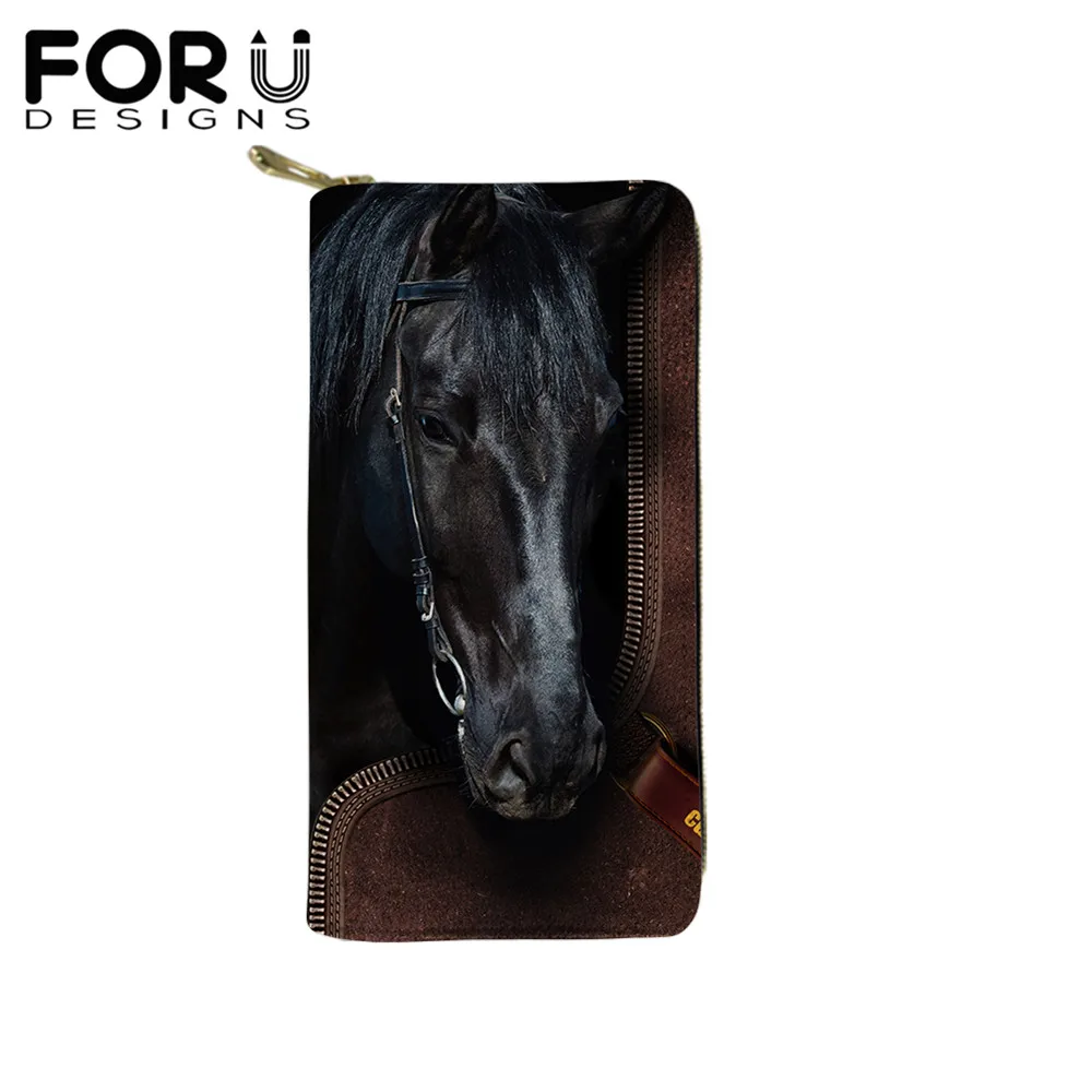

FORUDESIGNS Luxury Designer Horse Pattern Vintage Wallet Women Leather Clutch Coin Purses High Quality Card Holder Money Pouch