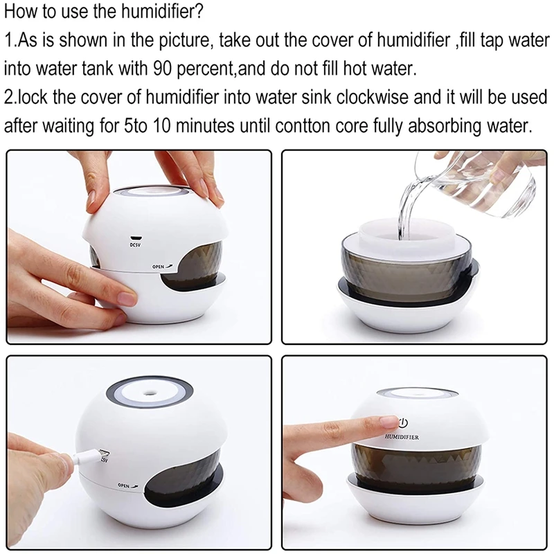 

Cool Mist Humidifier,Mini Size LED Lights USB Vaporizer 150Ml with Adjustable Mist Mode, Auto Shut-Off for Home