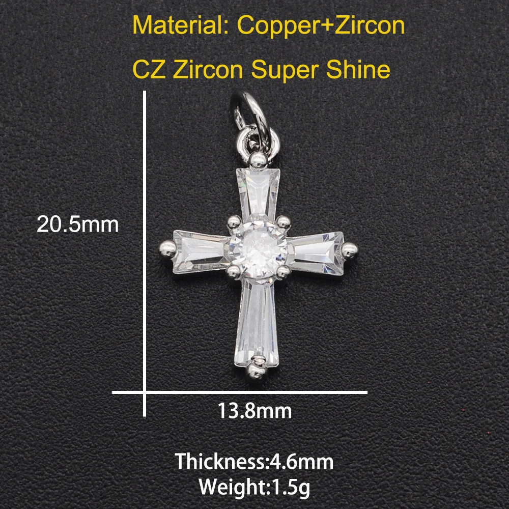 Wholesale Fashion Jewellery Pendants: 14x21mm CZ Zircon Cross Pendant for DIY Jewelry and Bracelet Making Charm image 4
