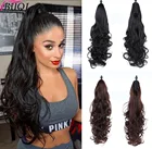 Длинные волнистые волосы BUQI, 24 дюйма, с зажимом, хвостик, наращивание волос, термостойкие, синтетические, натуральные, волнистые, искусственные волосы