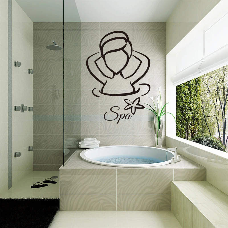 

Ladies Spa Waterproof Vinyl Wall Sticker Poster Mural Bathroom Tile Home Decor Original Fashion Simple Decorative Painting GG-52