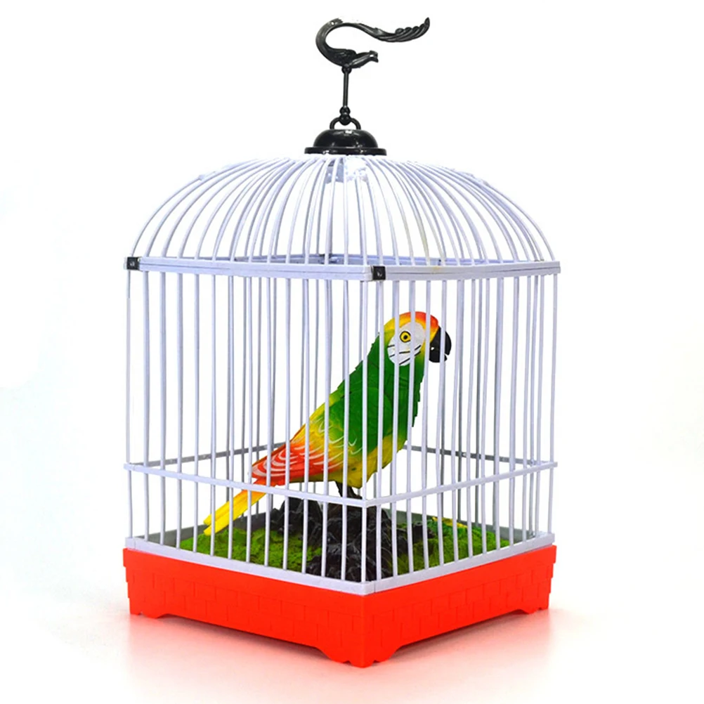 

Electric Simulation Induction Sing Bird Cage Moving Beak Tail Inductive Sound Voice Control Activate Chirping Kids Toy Pets Gift