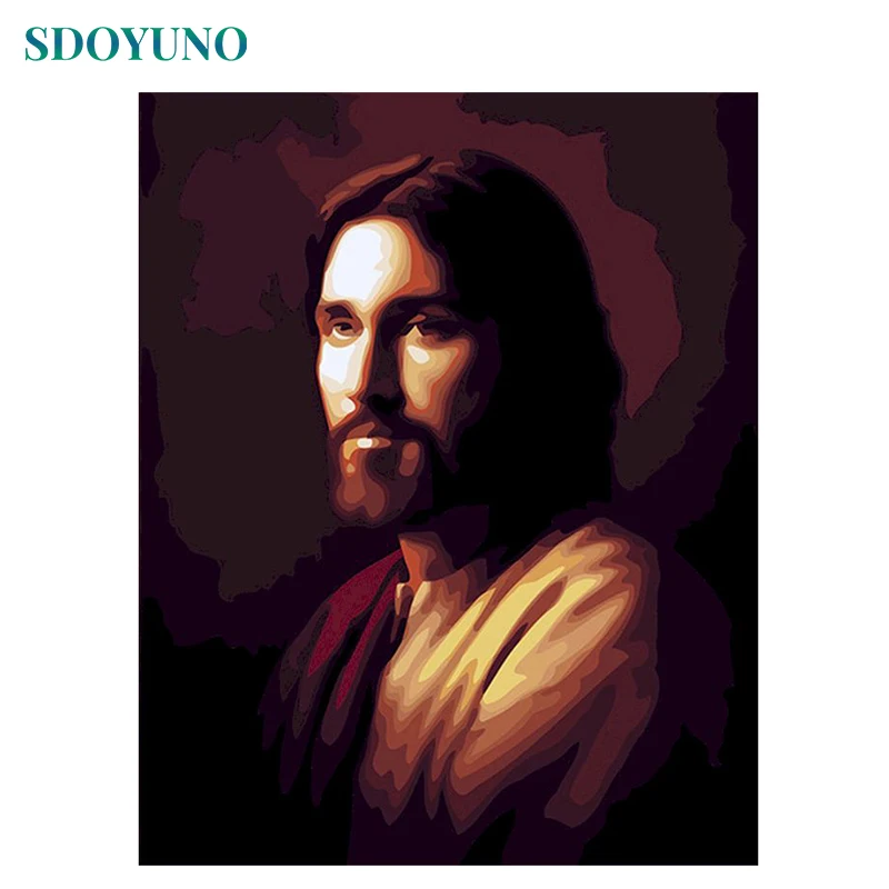 

SDOYUNO Paint By Numbers Kits On Canvas Religiou DIY Frame 60x75cm Oil Painting By Numbers Figure Hand Painting Home Decor