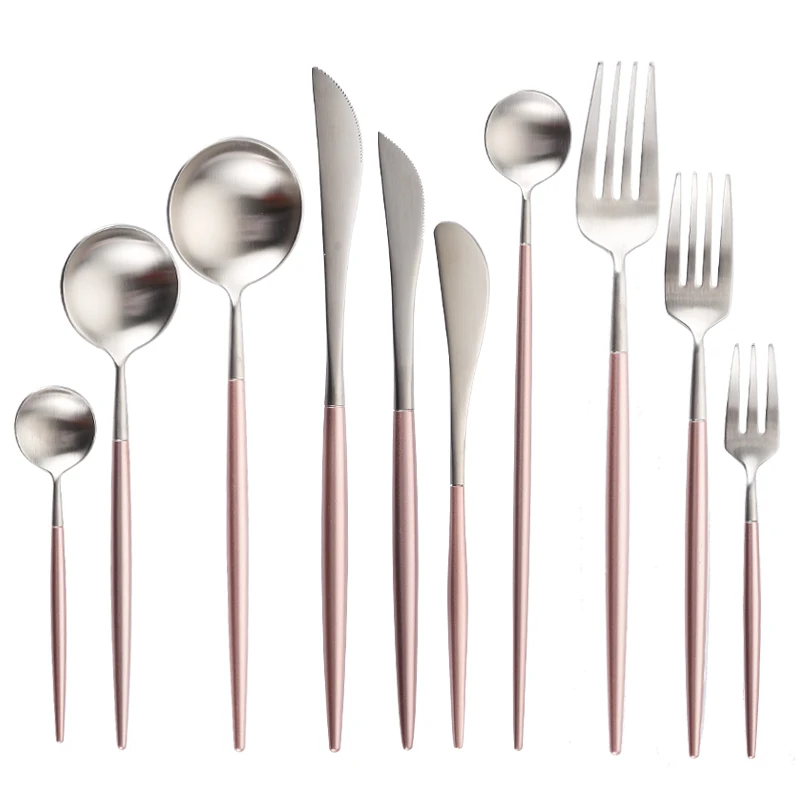 

18/10 Stainless Steel Pink Silverware Cutlery Sets Dinnerware Dining Knife Spoon Fork Chopsticks Salad Fork Spoon Tableware set
