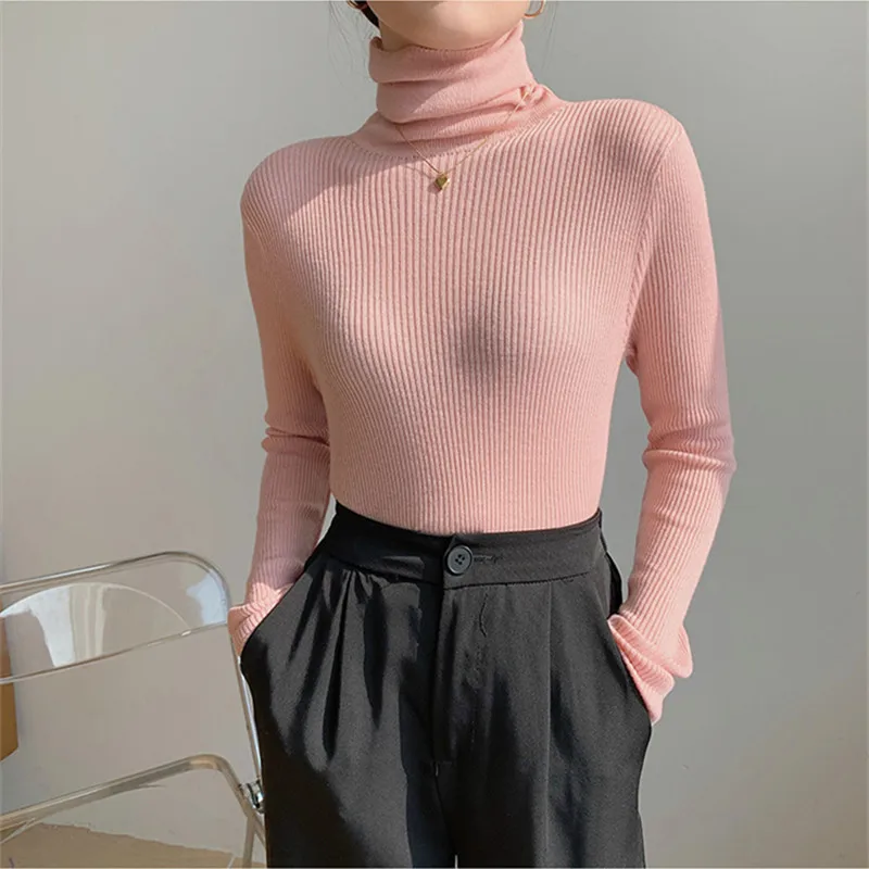 

Turtleneck bottoming shirt women's long-sleeved pure cotton 2021 autumn new Korean style slim solid color top sweater