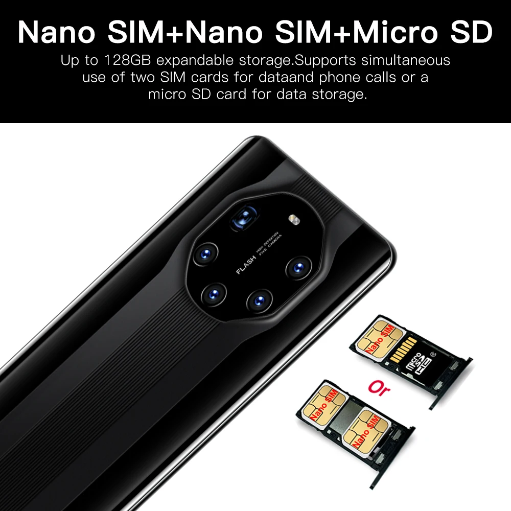 

New 7.2 Inch 4G/5G Smartphone 8+256GB Large Memory Dual Sim Cards Bluetooth Wifi HD Camera Mobile Phone Android 10.0 Ten Core
