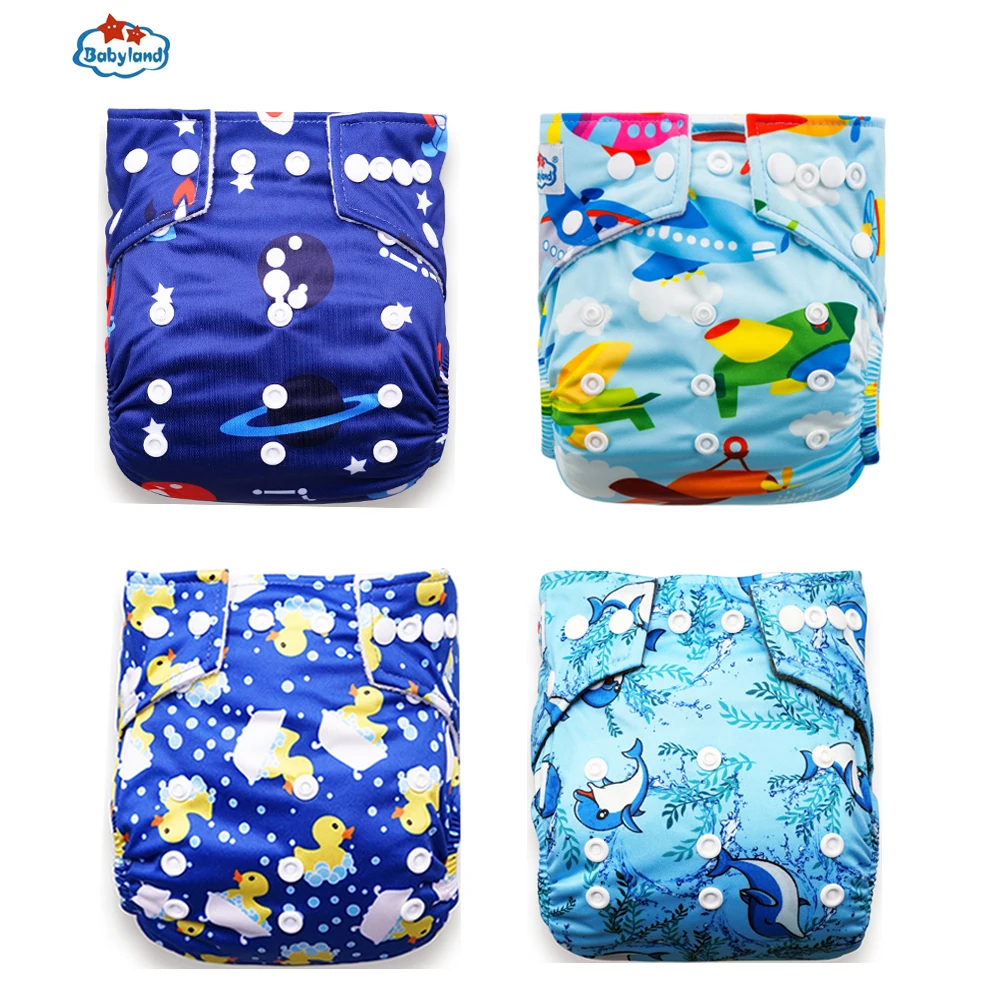 Babyland новые принты 4 шт./лот Экологичные Тканевые Подгузники моющиеся
