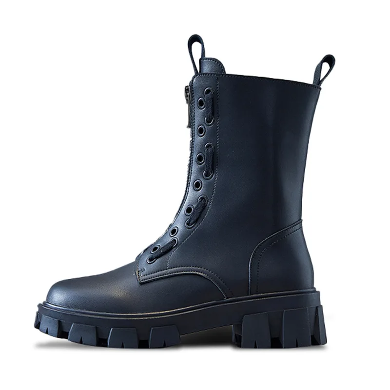 

Net red boots women's new autumn 2020 leather front zipper British style short boots women's thick sole motorcycle single