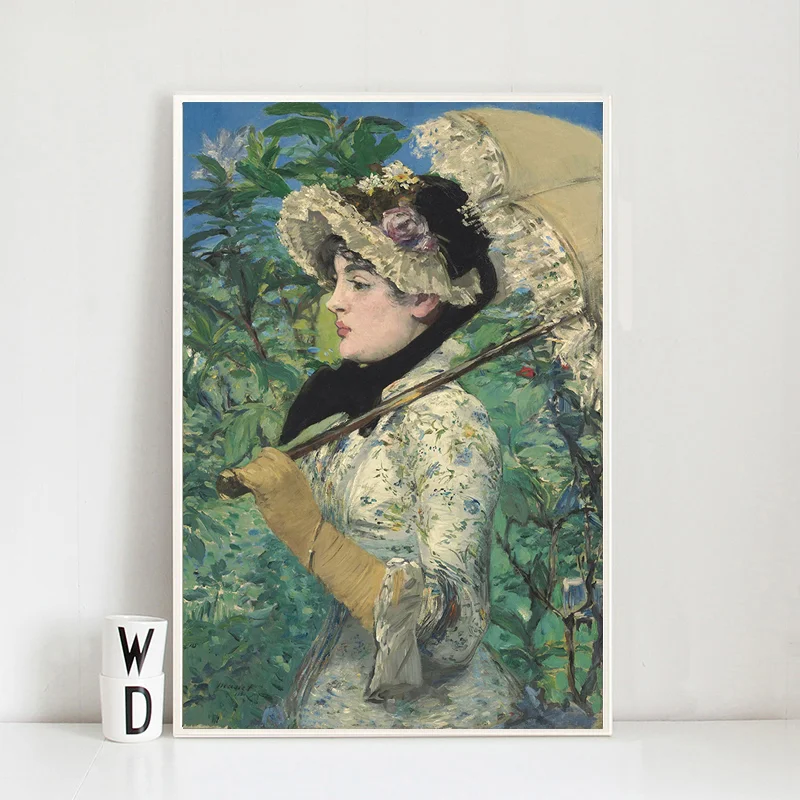 Edouard Manet девушка держит зонтик Холст Картина плакаты печать мраморная настенная