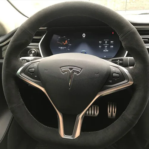 

For Tesla Model-S Model-X Suede hand sewn steering wheel cover