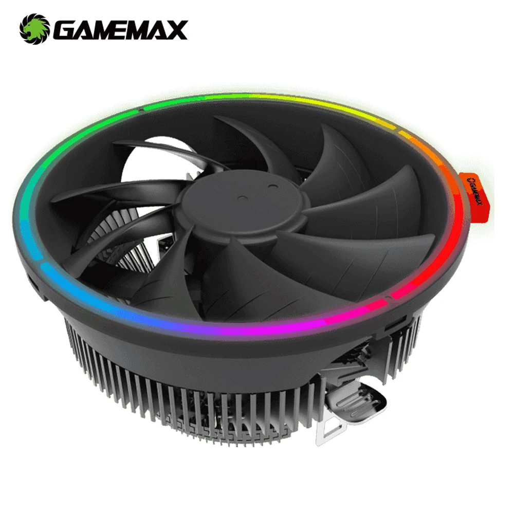 

Кулер для процессора GameMax RGB, кулер для охлаждения ЦП 3pin 4pin PWM для Intel LGA 775 115x1366 AMD AM3 AM4 ПК, тихий