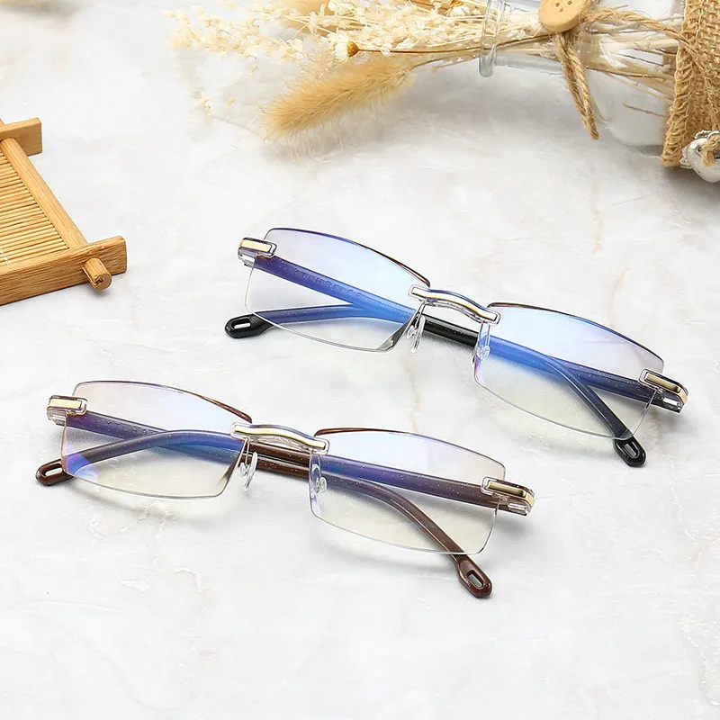 

Frameless Square Reading Glasses for Men Women's Anti Blue Light Computer Eyeglasses Far Sight Presbyopia Reader Glasses