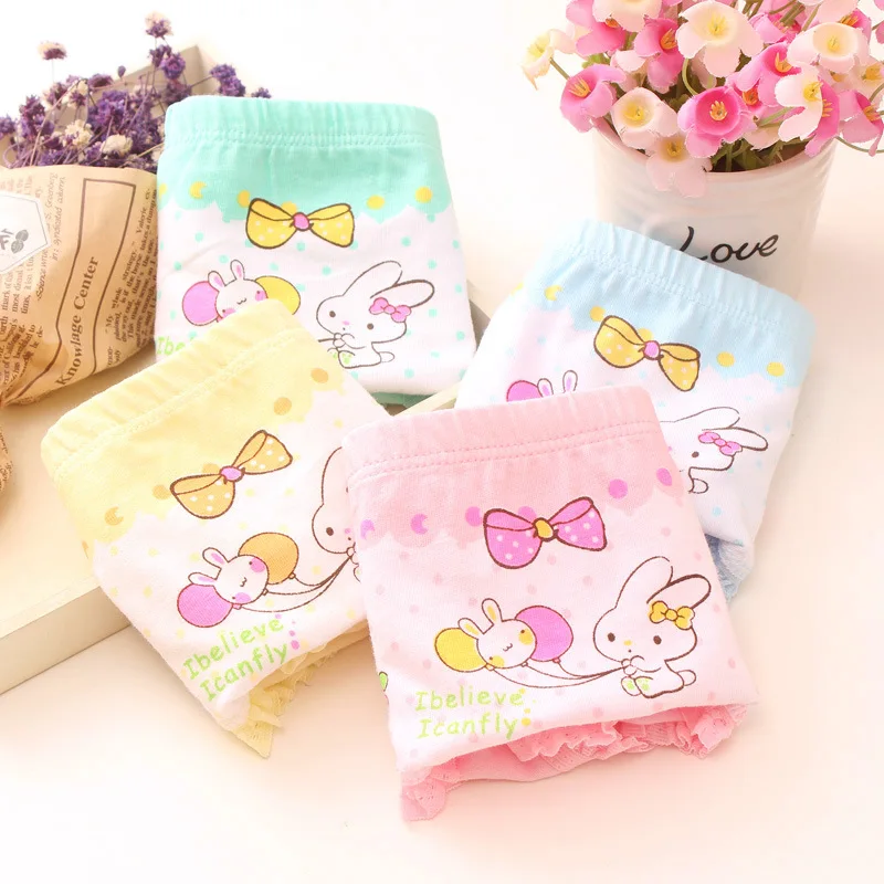 

4Pcs/Lot Baby Girls Briefs Panties Cotton Children's Underwear Boxer Shorts 2-12Years