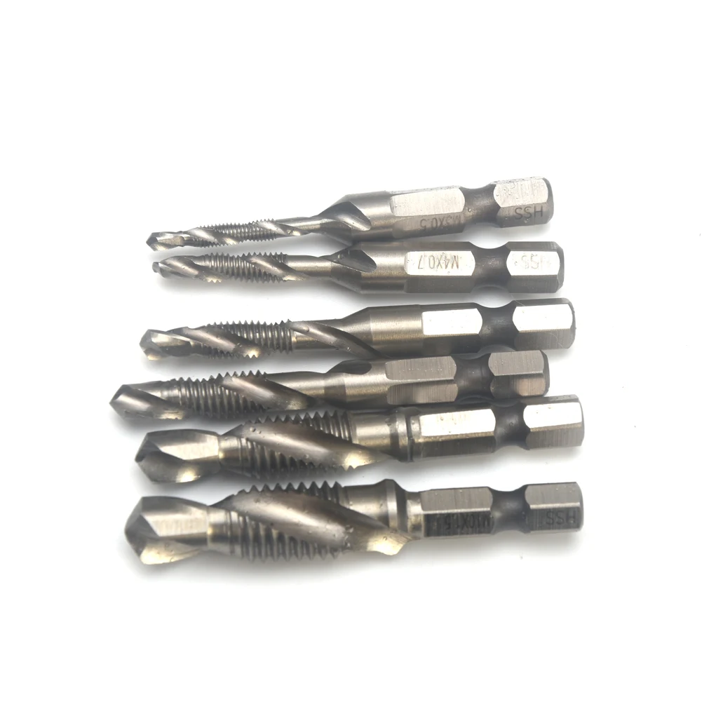 

6pcs Woodworking Tools 3 In 1 Shank Hexagon Handle Tile Ceramic Durable Coated Electric Screwdriver Compound Tap Drill Bits