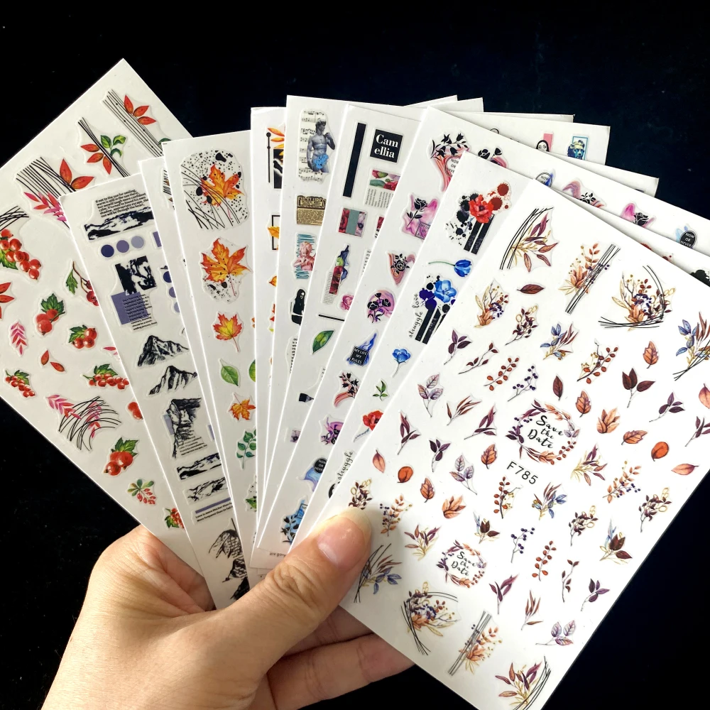 

1pcs self adhesive fall 3d nail sticker Colorful Wave Geometrics Shaped gradient nail embellishments decals adesivo para unha