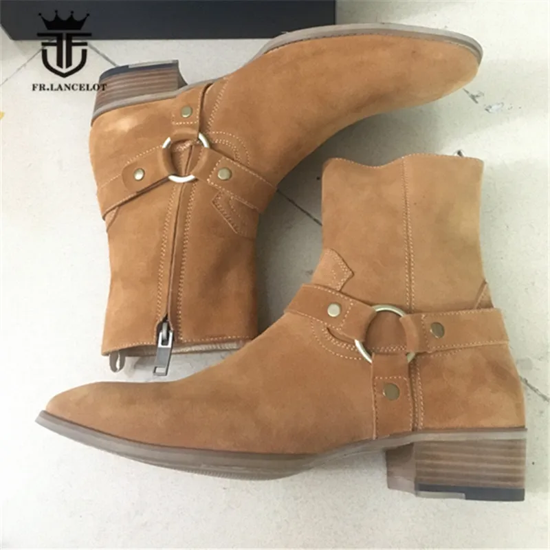 Реальное изображение классический ручной работы Wyatt Homme жгуты с пряжкой и кольцом