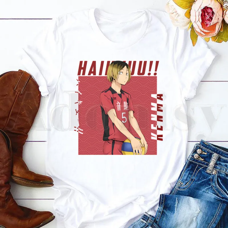 

Women's T-shirt Kozume Kenma Haikyuu!! Nekoma High School Kuroo Short Sleeve Female Tops Tees Harajuku VintageT Shirts