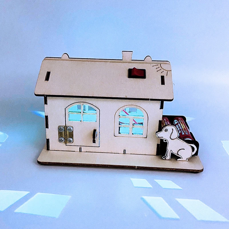 

Wooden DIY Cabin Handmade Assembly Building Model with Light Child Science Educa