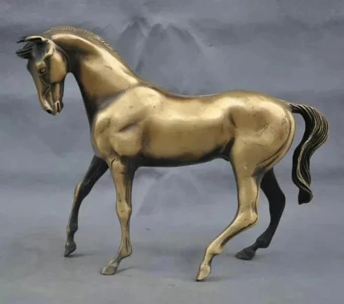 

Fengshui-estatua de bronce de 10 pulgadas, escultura artística de decoración de caballo de la buena suerte, 100%