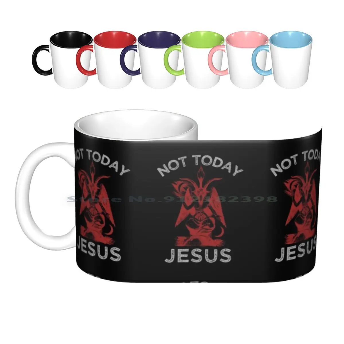 

Не сегодня Иисус!-сатана, Sigil Of Baphomet, забавная металлическая пародия на смерти, керамические кружки, кофейные чашки, кружка для молока и чая, Н...