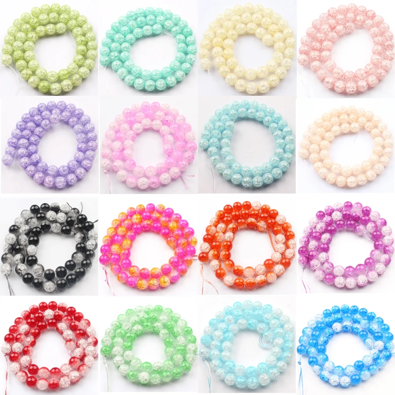 Цветные белые хрустальные бусины с трещинами снега круглые свободные