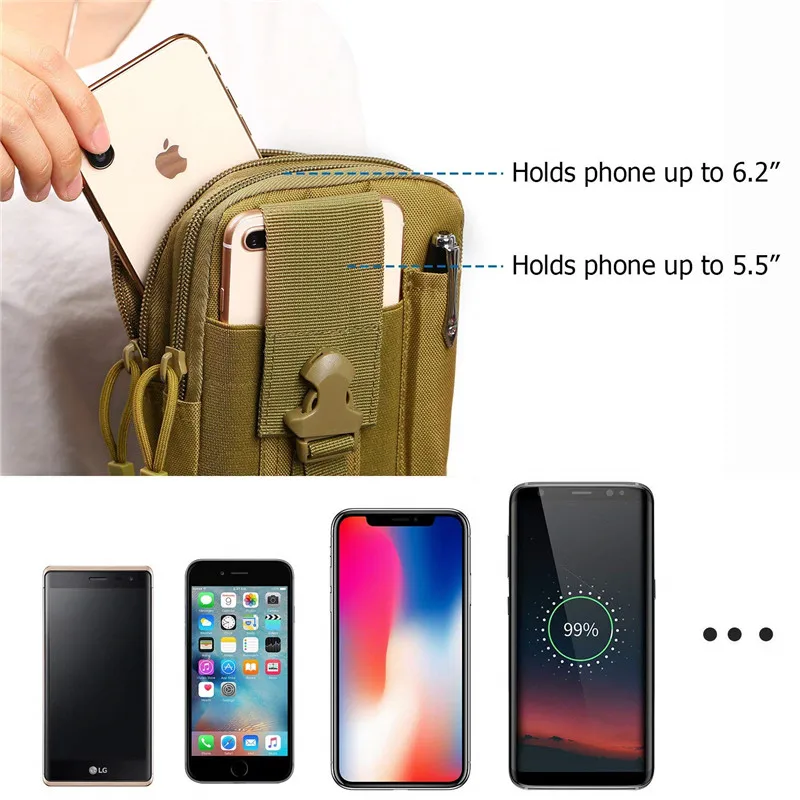 Outdoor Tactical Waist Bag EDC Mobile Belt Pouch Security Purse Phone Carrying Case for iPhone Galaxy Note Smartphone Orga | Спорт и