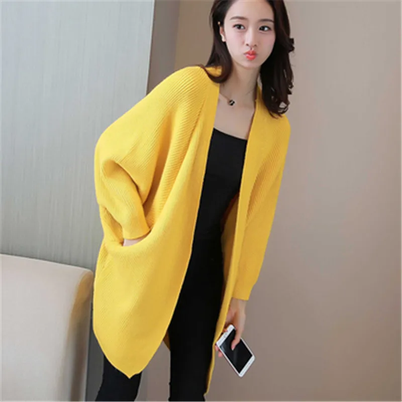yellow Neploe однотонный СВОБОДНЫЙ Модный женский свитер с длинным рукавом, элегантный кардиган Feminino, новинка, Осень-зима, толстый, Chaqueta Mujer 67869 - Цвет: yellow