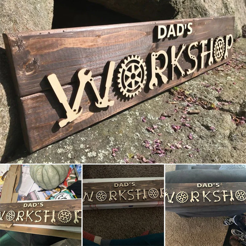 

Wood Workshop Sign Husband Dad Grandfather Birthday Gift 3D Lettering Home Desktop Decor decoracao quarto decoracao