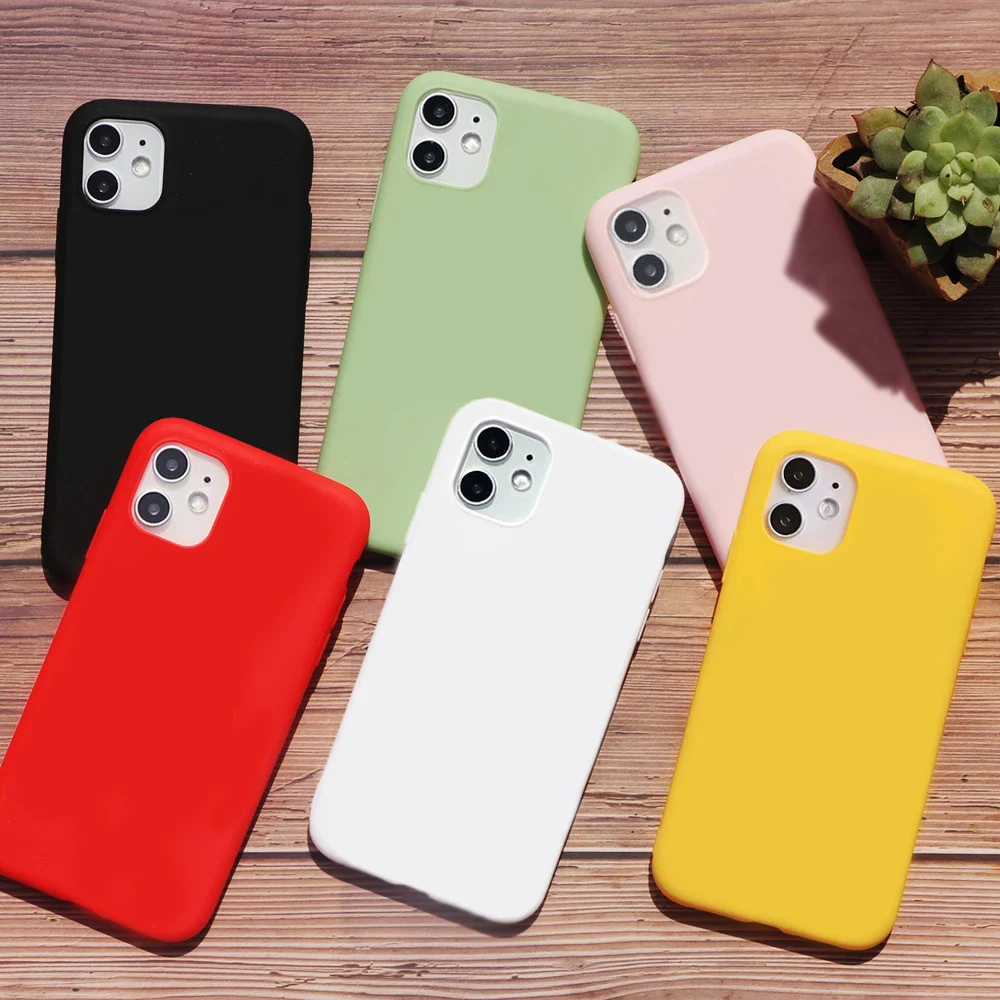 

Soft Silicone TPU Color Shell Candy Pink Blue Yellow Back Cover Phone Case for Iphone 6 7 8 Plus X Xr Xs 11 12 Mini Pro Max