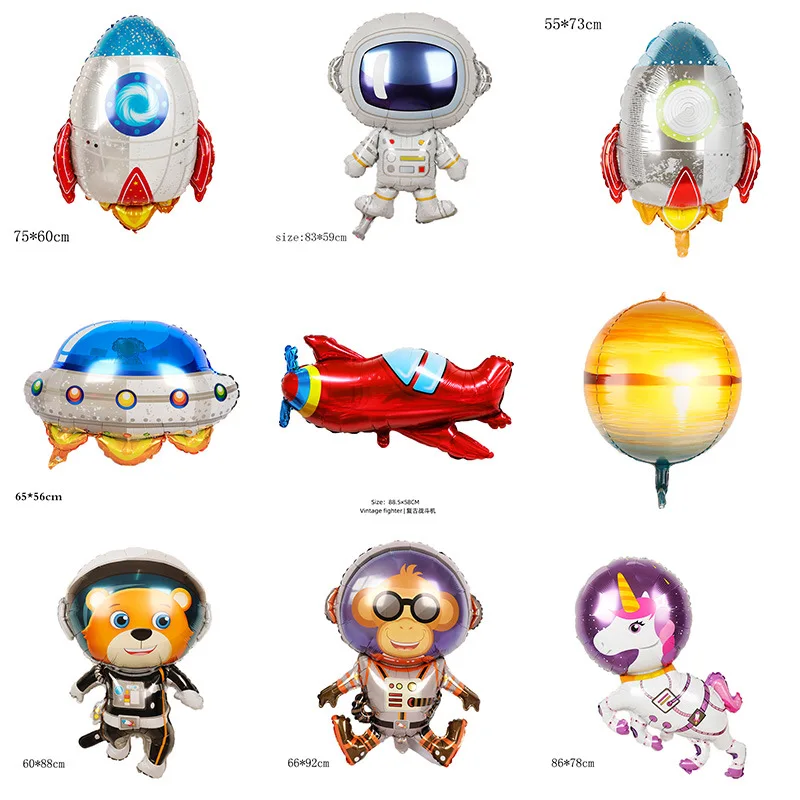 

Sci-Fi Birthday Themed Party Balloons Astronaut Spaceship Rocket 4D Earth Cartoon Decoration Wholesale