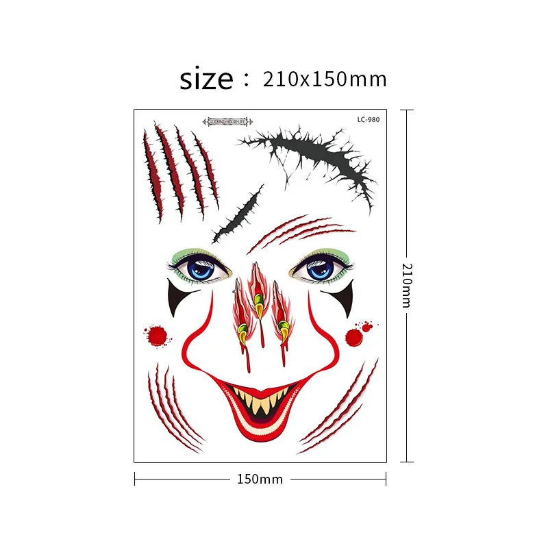 

Stitched Wound Scary Tattoo Sticker Halloween Temporary Tattoos for Lady Women 3d Reality Vampire Blood Scar Design Sticker Deco