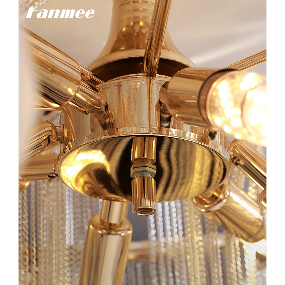 Lámpara de borla moderna para iluminación LED, lámpara de techo de lujo con cadena dorada E12, iluminación Interior para sala de estar y Villa