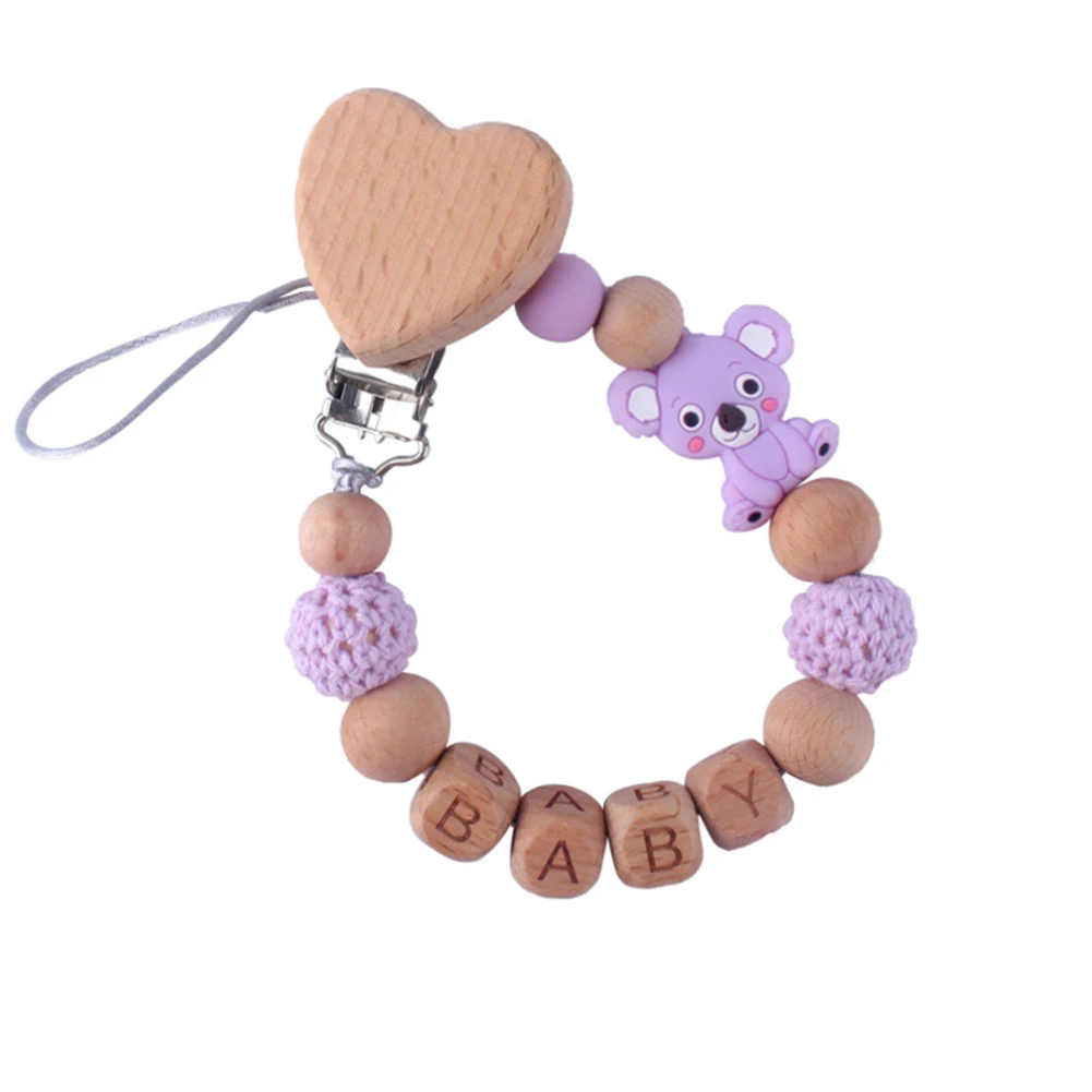Cuentas de silicona de Koala en forma de coraz&oacute;n, mordedor, chupete, soporte de cadena, mordedor para beb&eacute;-4
