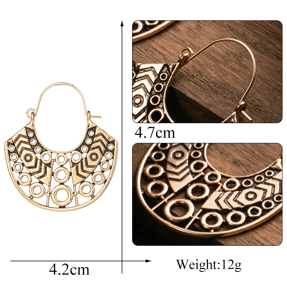 Женские винтажные богемные серьги-капли Goldn геометрические полые этнические