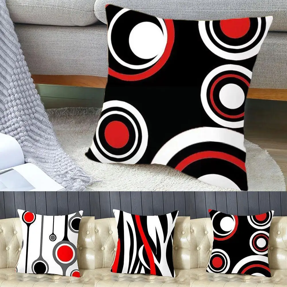 

Red And Black Abstract Modern Minimalist Pillow Cases Cover Style Sofa Home Cover 45*45cm Cushion Pillow Geometric Decor M2X8